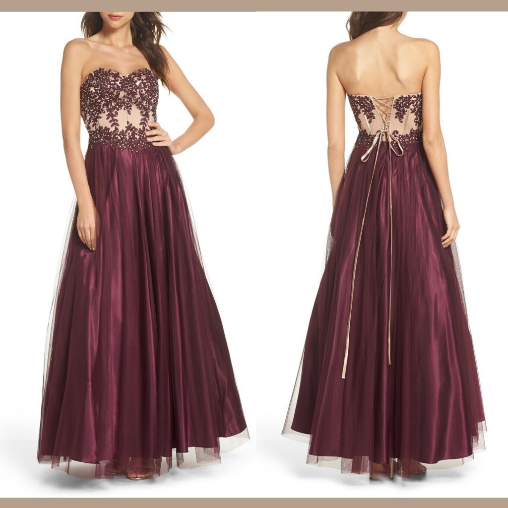 Nwt Blondie Nites Strapless Applique Ballgown [ Sz 5 ]